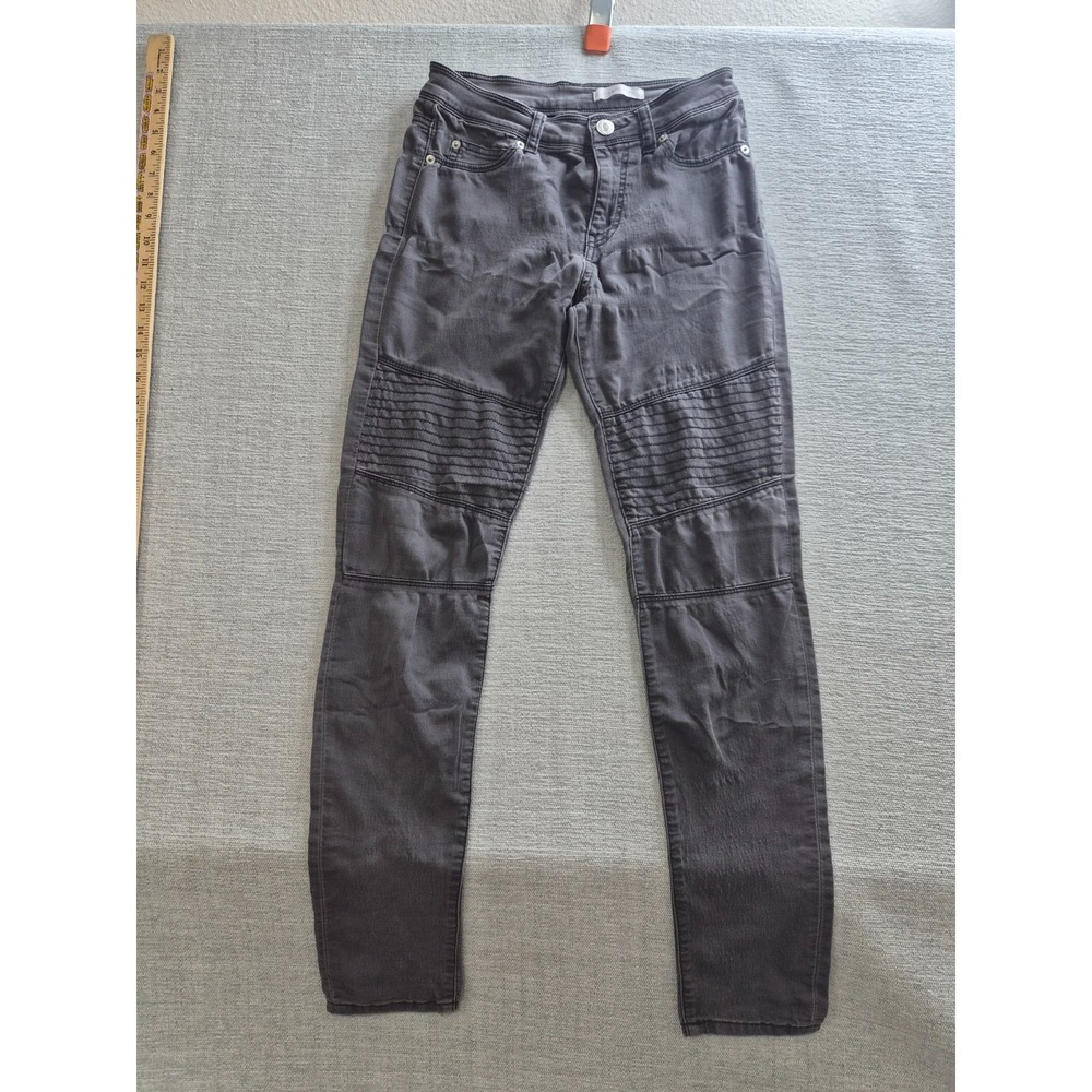 Lowrys Farm Motorcycle Jeans Womens 26 Gray Denim Medium Wash Skinny Leg